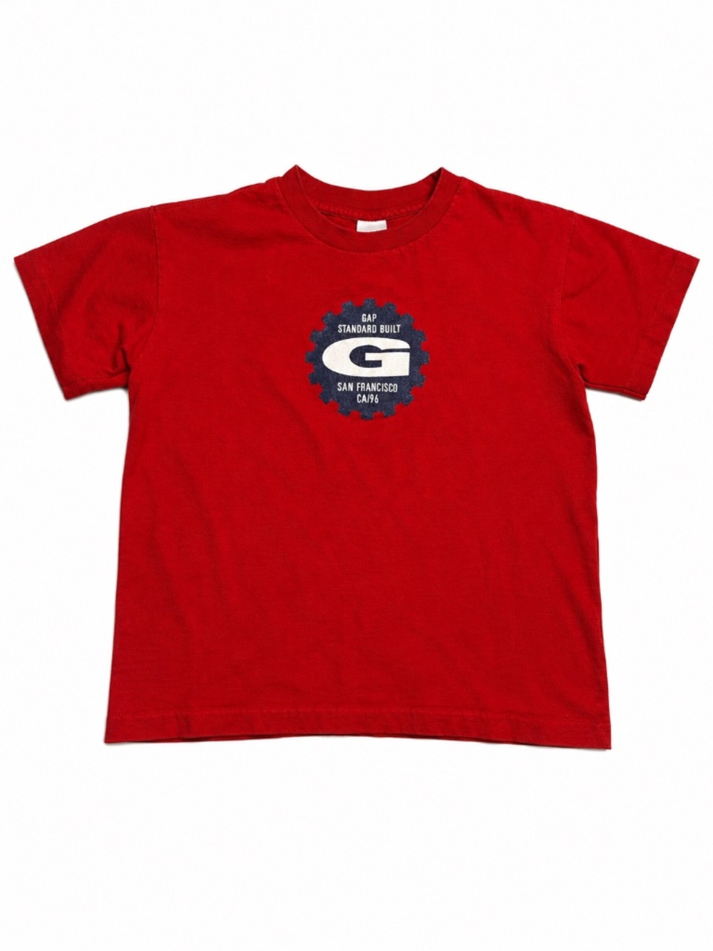 Vintage 90s GAP Single Stitch USA Made Baby Tee Red Graphic Small
